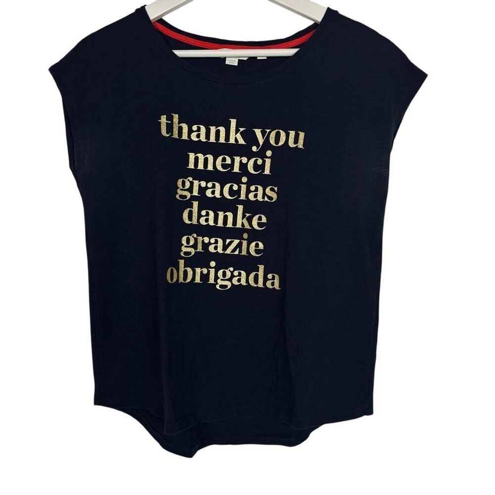 Boden Robyn Thank You Top size Small Navy Gold
